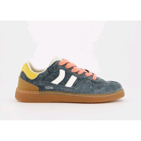 Coolway Shoes - Coolway Goal Blue Coral Yellow Suede Shoes Sneakers Women's Size 10
